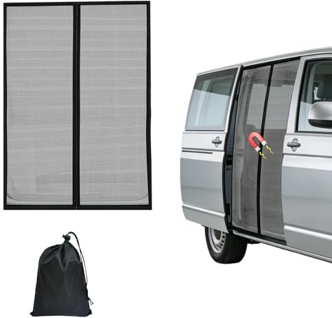 Agrdeed Mosquitera magnética para puerta corredera VW T5 T6, mosquitera para coche con protección contra insectos y protección solar, cierre magnético central para protección contra insectos (puerta