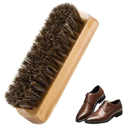 1 Pcs Horsehair Shoe Brush,Shoe Polish Shine Brush for Polishing Leather,Soft ShoeBrush with Wooden Handlefor Polishing Leather Cleaning Suede and Fabric Shoes Trainers Boots