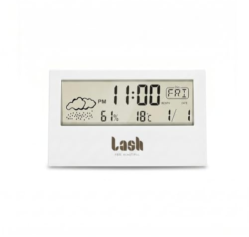 LashFB White Digital Hygrometer for Lash Extensions, Temperature & Humidity Monitor, Professional Lash Tech Glue Environment Control Tool