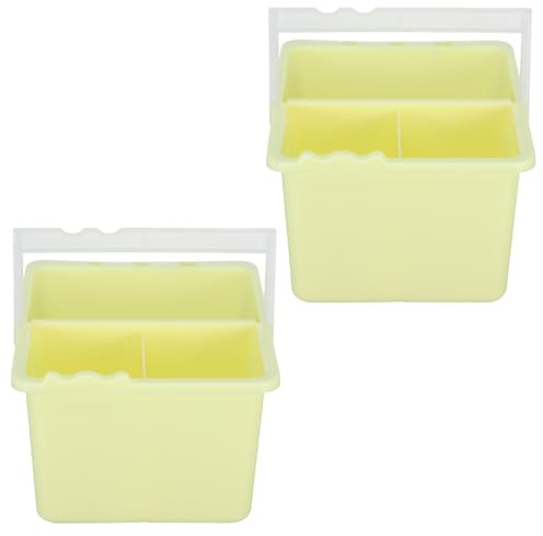 LALAFINA 2pcs Plastic Paint Brush Tubs for Neat Cleaning with Handle, Paintbrush Cleaning Buckets for Outdoor Sketching and Classroom Use