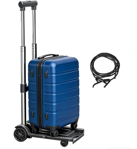 Vikbar handvagn – vikt 43 x 23 cm 1 500 g (100 kg last) flyttvagn med rem | Bärbar bagagevagn, tunga skottkärra, shoppingkorgflyttare på flygplatsen