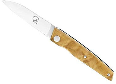 Salamandra 64240 Couteau, Lame Acier D2 à Cran intérieur, Manche 9,5 cm Bois Olivier
