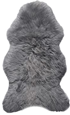 walexo Lammfell Teppich – Naturfell Schaffell in verschiedenen Größen, Naturfarben, echtes Fell für Sofa, Bett, Kinderwagen, Deko & Haustiere (Grau, 100-110 cm)