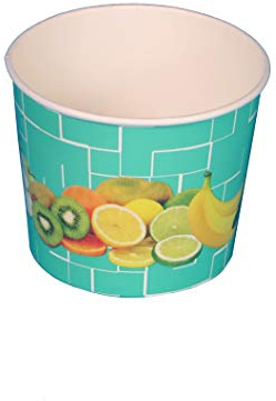 Pro DP 900 Eisbecher Eiskrem Frozen Yoghurt to go Becher 500ml Papier/Pappe Türkis Früchte Ø105mm 84mm hoch Made in Germany - Inkl. VerpG