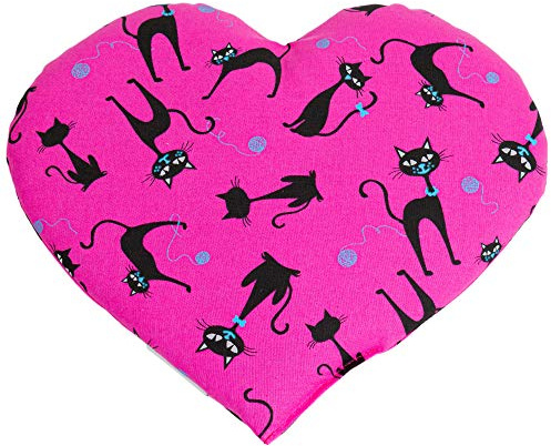 GIRAFFENLAND Kirschkernkissen Herz. ca. 30x25cm Katzen-pink. Wärmekissen. Körnerkissen. Ein charmantes Geschenk