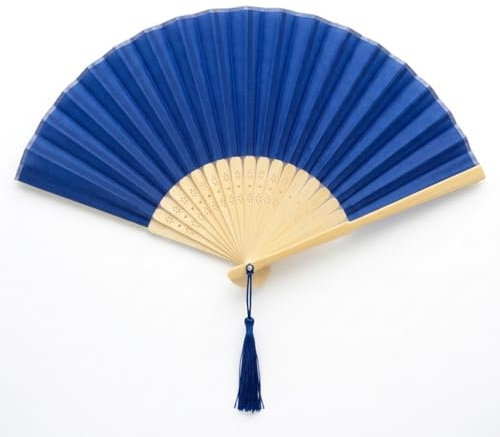 FANSOF.FANS Chinese Silk Folding Hand Fan – Bamboo Handheld Paper Fan Style with Tassel, Wedding Fans for Guests, Bridal Shower & Hen Party Favours, Vintage Japanese Fan Wedding Props & Party Decor