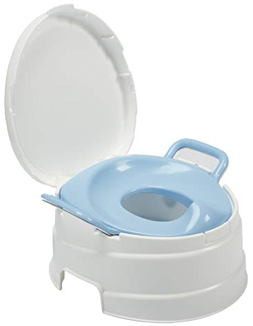Primo 4-in-1 Komplett-Toiletten-Trainer Toilettenstuhl & Tritthocker, mit blauem Sitz, weiß
