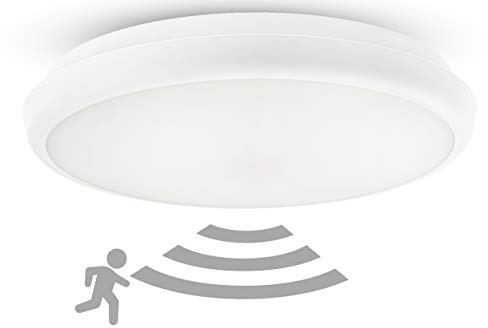HUBER HML 21 HF LED Leuchte mit Bewegungsmelder 360° für innen und außen I 21W 2000 lm Deckenlampe mit Bewegungsmelder I IP54 I Deckenleuchten Lampe