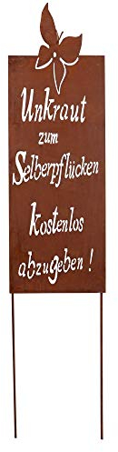 UNUS Decorazione da giardino in ruggine, 66 x 22 cm, spina in metallo arrugginito, cartello da giardino con scritta in lingua tedesca