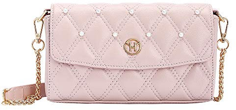 VICTORIA HYDE Gesteppte Geldbörse Clutch Handtasche für Frauen Leder Crossbody Tasche mit 2-Wege-Gürtel Hüfttasche Perle Umschlagtasche, rose
