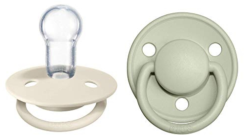 BIBS De Lux Schnuller 2er-Pack, BPA-frei, Kirschform Nippel. Silikon, Hergestellt in Dänemark. 0-36 Monate (2er Pack), Ivory/Sage