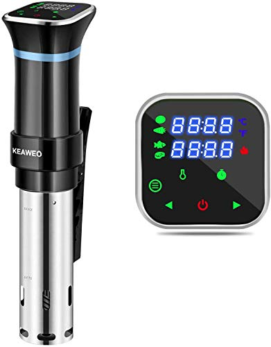 KEAWEO Sous Vide, 1100W Sous Vide Machine Thermal Immersion Circulator Water Bath Cooking, Quiet Slow Cooker, Accurate Temperature Time Control, Menu Function, Energy-Efficient, Foolproof Juicy Meals