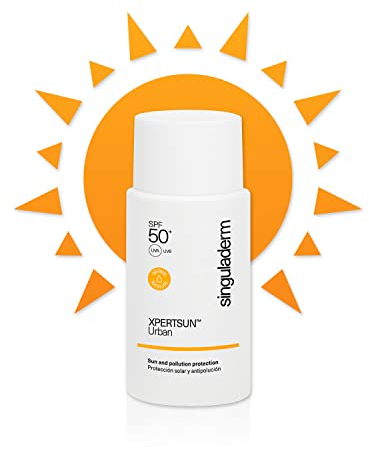 Gesichts Sonnencreme SPF 50+ - 50 ml - Sonnenschutz Gegen Umweltverschmutzung und Gegen Dunkle Flecken - Wasserfest - Für den Täglichen Gebrauch Geeignet - Singuladerm XPERTSUN Urban
