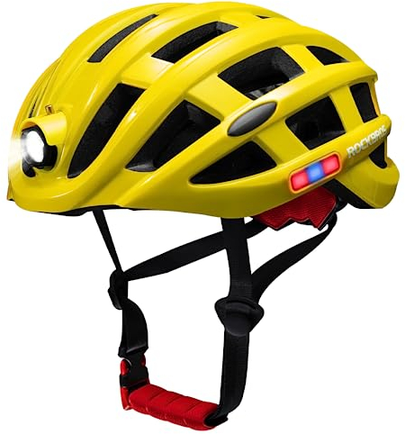 ROCKBROS Fahrradhelm mit USB, Wasserdicht Radhelm Herren Damen, Integriert EPS Stoßfest, 57-62cm