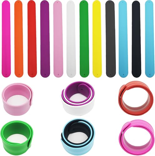 CTRICALVER Slap Bracelet Enfant, 12 pcs DIY Slap Bracelet Silicone Bracelet pour Événements familiaux, fêtes, festivals (12 couleurs*1pcs)