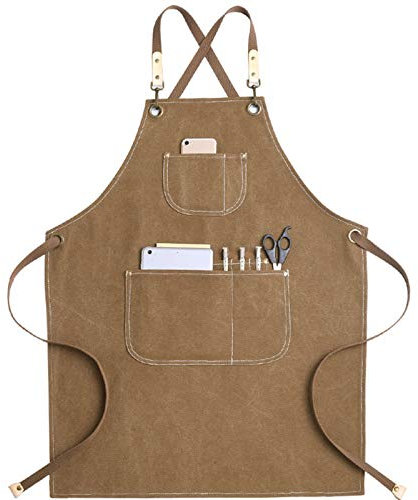 fayengan Werkzeugschürze Schwere Arbeitsschürze Unisex Mit Taschen Für Ingenieure Schreiner Maler Zimmermann Garten (Color : Khaki, Size : XL)