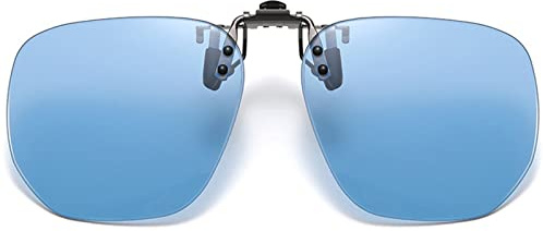 YQJY Polarisiert Clip Auf Sonnenbrillen, Sonnenbrille Aufsatz, Anhebbar Und Ultraleicht,blendschutz/Blendschutz/Sichtaufhellung, Geeignet Für Randlos-/halbrand-/vollrandbrillen,Discolorationblue