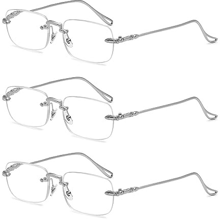 KOOSUFA Randlose Lesebrille Anti Blaulicht Herren Damen Ultra Leicht Metall Rahmenlose Lesebrillen Lesehilfe Sehhilfe Arbeitsplatzbrille mit Stärke 0.0 1.0 1.5 2.0 2.5 3.0 3.5 4.0
