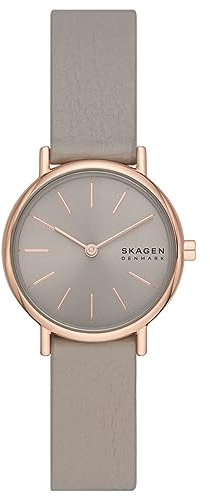 Skagen Damenuhr Signatur Lille, Zweizeiger Uhrwerk, 30mm Rose Gold Recycled Edelstahl (Mindestens 50%) Gehäuse mit einem Eco Lederarmband, SKW3060
