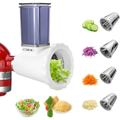 Gemüseschneider für Kitchenaid Zubehör, Slicer Shredder Aufsätze für Kitchenaid Mixer, Zerkleinerer-Aufsätze, Käsereibe, Allesschneider, Obstschneider, Vegetable Slicer, Salatzubereiter-Aufsatz