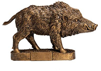 Resinfigur Keiler Jagd-Pokal 19,5 cm - Bronze Trophäe mit Wunsch-Gravur | Edle Wildschwein Auszeichnung aus bronziertem Resin - Individuelle Sockelgravur fuer Jagd-Events, Sport und Jubilaeen