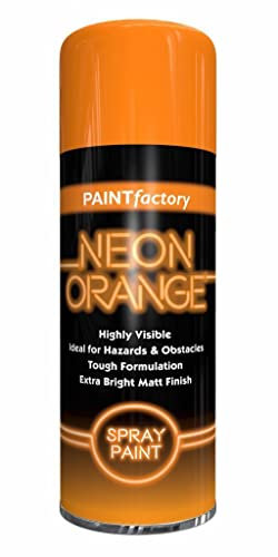 Neon All Purpose Aerosol Bright Spray Matt Gloss Spray Paint Satin Primer Metal Wood Plastic Fabric Indoor Outdoor, Interior & Exterior Paints 200ml (Orange Spray)