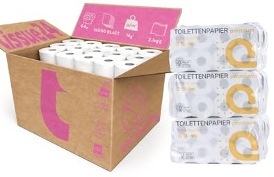 Tissue24 | Toilettenpapier 2-lagig Recycling | 64 Rollen | 250 Blatt | weiß | Großpack für Gewerbe, Schule, Büro & Veranstaltungen
