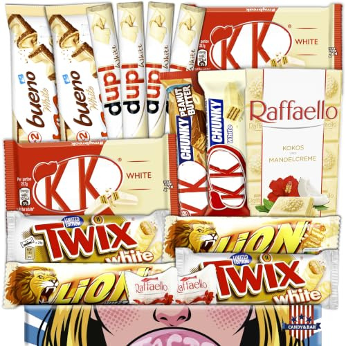 Weiße Schokolade Mix Box | Süßigkeiten mit weißer Schokolade | Weiße Schoko Auswahl Geschenkbox | Für Fans & Genießer | Candy & Bar®