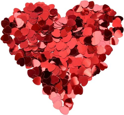 SIPRKAICT Rotes Metallic-Folien-Konfetti, 1,5 cm, Herz-Glitzer, Tischkonfetti für Party, Hochzeit, Dekoration, 60 ml pro Packung
