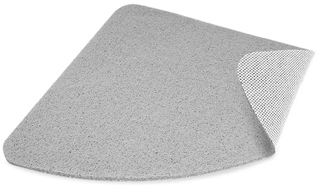 Dikots Eck-Duschmatte, rutschfest, Anti-Schimmel, 60 x 60 cm, Grau, Luffa-Stil, PVC, rutschfest, gebogen, Duschmatte für Innendusche, waschbar und schnell trocknend