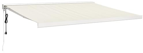 vidaXL Markise, Sonnenmarkise Einziehbar, Gelenkarmmarkise für Terrasse Balkon, Sonnenschutz Terrassenmarkise Balkonmarkise, Creme 4,5x3m Stoff Aluminium