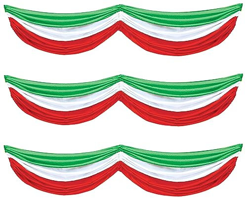 Beistle Wimpelkette aus Stoff, 3 Stück, 1,52 m, Dekoration für drinnen und draußen, für Weihnachten, mexikanische Motto-Partys und italienische Feiertage