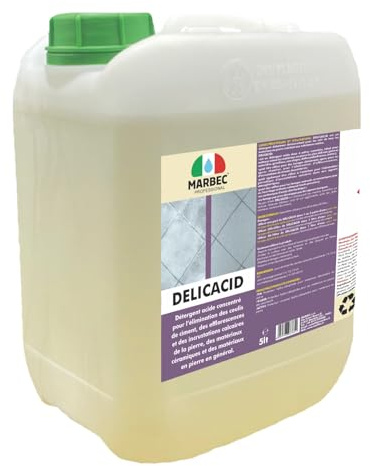 MARBEC DELICACID 5LT Détergent acide tamponné doux pour terre cuite, clinker, pierres et céramique, élimine les incrustations de ciment