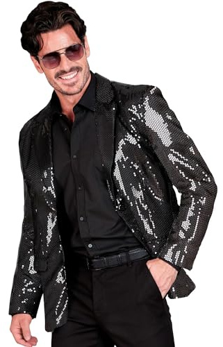 W WIDMANN MILANO Party Fashion - Pailletten Jackett Herren | Glänzender 70er Jahre Disco Blazer, Anzugjacke für Festival, Karneval und auffällige Party Looks