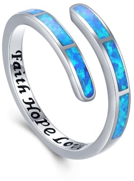 Glaube Liebe Hoffnung/Ich kann alles machen Ring 925 Sterling Silber Opal Ring Schmuck Verstellbarer Ring Damen Mädchen Frauen