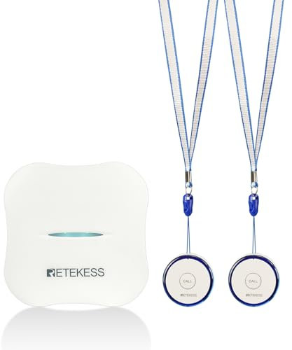Retekess TH011-TH013 Sistema Cercapersone Wireless Intelligente Wifi, Sistema di Allarme Infermieristico, Batteria Ricaricabile, 2 Pulsanti di Chiamata di Emergenza per Pazienti Anziani Disabili