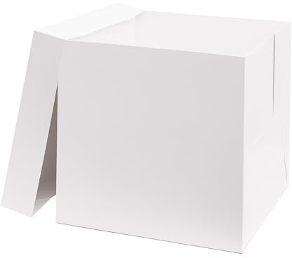 The Baked Studio - 8 Inch Tall White Cake Boxes With Lids (8x 8x 8, Pack of 5)