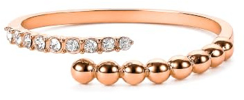 THIORA Ring Damen Edelstahl Verstellbar mit Zirkonia | Offenes Wellen-Design | flexibel anpassbar | 9 Zirkonia-Steine | wasserfester Edelstahl | Geschenkbox