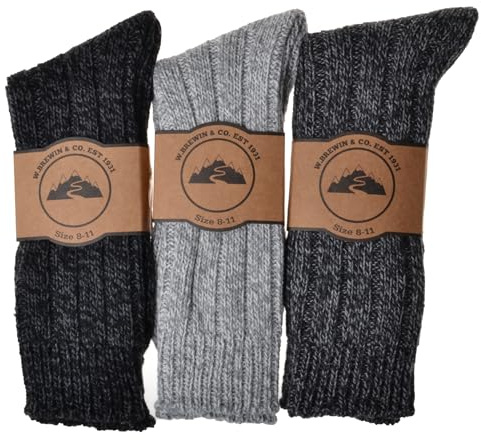 3 Pairs of Thick & Warm Heavyweight Mens Socks - Grey Mix