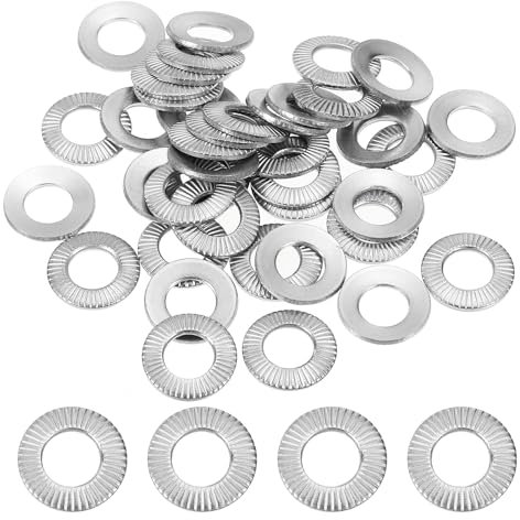 PATIKIL 304 Edelstahl Belleville Federscheiben, 50er Pack M8x16mm Flache Dichtung Konische Gerändelte Metrische Unterlegscheibe für Automobilindustrie und Bauwesen