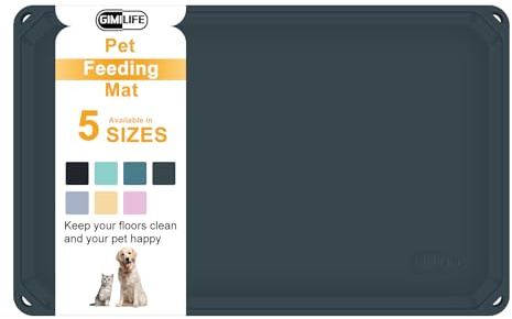 Gimilife Napfunterlage Hund, Napfunterlage Katzen, rutschfeste wasserdichte Futtermatte mit erhöhtem Rand für Hunde und Katzen (61 x 41 cm)