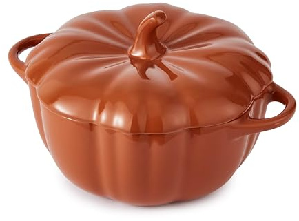 Wade Medium Pumpkin Casserole Dish with Smooth Glaze Interior, Stoneware, 710ml Capacity, 19.5cm, Orange