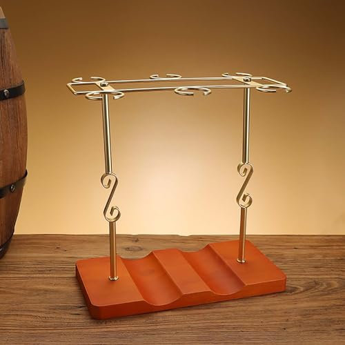 Moderno estante de madera maciza para copas de vino tinto boca abajo para colgar de pie alto para decoración de gabinetes de lujo de alta gama, estante de vino de escritorio con dos opciones de