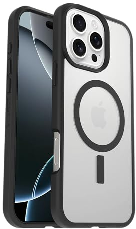 OtterBox React Series MagSafe Case for iPhone 16 Pro Max, Shockproof, Drop proof, Ultra-Slim, Protective Thin Case, Tested to Military Standard, Clear/Black