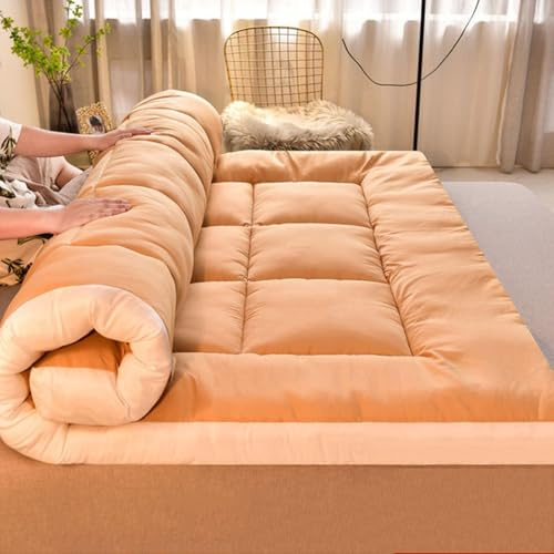 Tatami bodenmatratze Japanische Bodenmatratze, 100% Baumwollpolsterung, Flauschig-weiche Futon-Matratze, Tatami-Matte, Rollmatratze for Zuhause, Camping, Couch, Bodenbett(Orange,200 * 220CM)