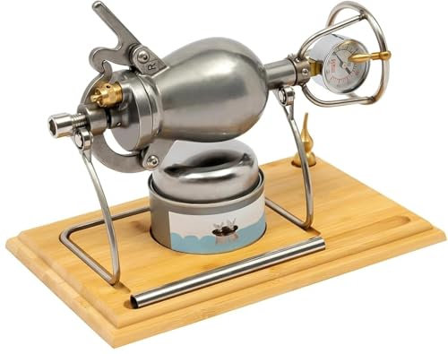 Hand Popcorn Machine, Chinese Traditional Popcorn Maker, Stainless Steel Mini Popcorn Pot with Wooden Base, Small Popcorn Cannon for Family Gathering Party Fun(260ml)
