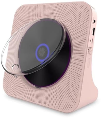 MDXHKK Desktop Portable CD Player, Home Bluetooth Integrated Player, Audio Record Player, Retro Album CD Audio Speaker, Disc Player, Bluetooth Boomboxes, Speakers Dock,Pink