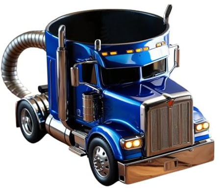 YNPQTDS Funny Coffee Cup - Semi Truck Coffee Mugs, Handcrafted Truck Coffee Mug, Truck Shaped Coffee Cup for Offices and Home, Trucker Gift for Him, Semi Trailer Shaped Ceramic Coffee Cup