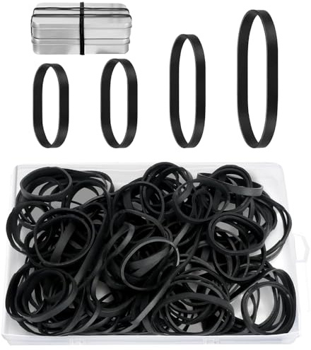 Gummibänder, 120 Stück Gummibänder Stark, Schwarz Heavy Duty Gummiringe Taktischen Gummibändern mit Schachtel für Haus Schule Büro Industrie(5/6/8/12CM)