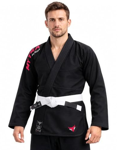 Mytra Fusion BJJ Gi per Adulti — Kimono Jiu Jitsu per Uomo e Donna | Cuciture Rinforzate, Fascia in Vita Regolabile — Kimono BJJ per Allenamento e Competizione (Nero, A1)